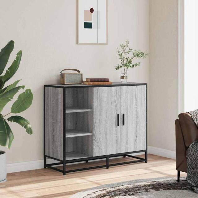 Berkfield Home Sideboard Grey Sonoma 92x35x76 cm Engineered Wood - Size: 92 x 35 x 76 cm - image 1