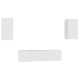 Berkfield Home Sturdy 4 Piece TV Cabinet Set White Engineered Wood - thumbnail 3