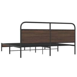 Berkfield Home Metal Bed Frame without Mattress Brown Oak 200x200 cm - thumbnail 7