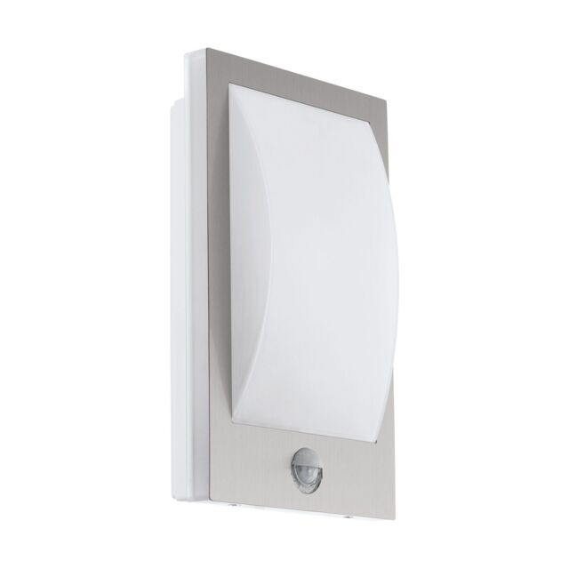 Loops IP44 Outdoor Wall Light & PIR Sensor Stainless Steel & White 1 x 12W E27 Bulb - image 1