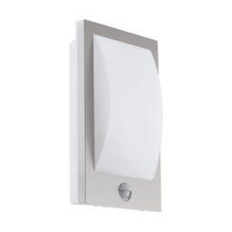 Loops IP44 Outdoor Wall Light & PIR Sensor Stainless Steel & White 1 x 12W E27 Bulb