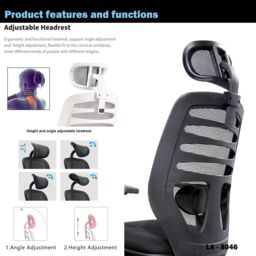 JFY Space-Saving Ergonomic Reclining Office Chair with Flip-Up Armrests in Black - thumbnail 2