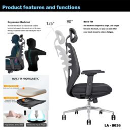 JFY Space-Saving Ergonomic Reclining Office Chair with Flip-Up Armrests in Black - thumbnail 6