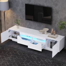 Rolipo 180cm White High Gloss LED TV Cabinet for 75 Inch Screens - thumbnail 9