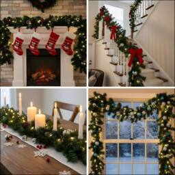 Shatchi 2.7M Alaskan Green Christmas Garland - Thick & Bushy Festive Décor, 2pk - thumbnail 8