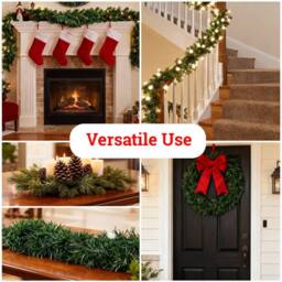 Shatchi 2.7M Alaskan Green Christmas Garland - Thick & Bushy Festive Décor, 2pk - thumbnail 9