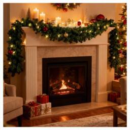 Shatchi 2.7M Alaskan Green Christmas Garland - Thick & Bushy Festive Décor, 2pk - thumbnail 2