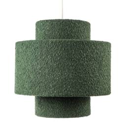 Happy Homewares Modern Tiered Pendant Shade in Luxurious Forest Green Boucle Fabric in Dark Green - thumbnail 4