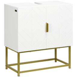 Wyld Haus Fitirole Under Sink Cabinet with Gold Tone Legs in White - thumbnail 2