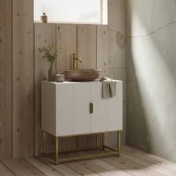 Wyld Haus Fitirole Under Sink Cabinet with Gold Tone Legs in White