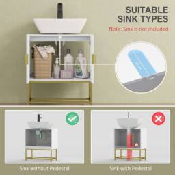Wyld Haus Fitirole Under Sink Cabinet with Gold Tone Legs in White - thumbnail 5