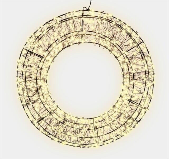 Xmas Haus 50 x 8.5cm 2D 720 LED Warm White Wreath with 10% Twinkle in Black - Size: 50 x 8.5 cm - image 1