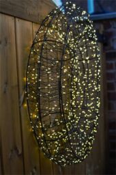 Xmas Haus 50 x 8.5cm 2D 720 LED Warm White Wreath with 10% Twinkle in Black - Size: 50 x 8.5 cm - thumbnail 5