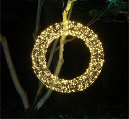 Xmas Haus 50 x 8.5cm 2D 720 LED Warm White Wreath with 10% Twinkle in Black - Size: 50 x 8.5 cm - thumbnail 3