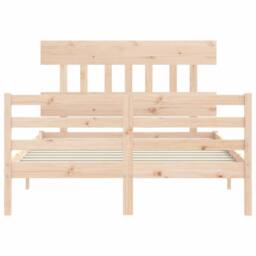 Berkfield Home Beautiful Bed Frame with Headboard 120x200 cm Solid Wood in Natural - Size: Small Double - thumbnail 6