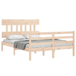 Berkfield Home Beautiful Bed Frame with Headboard 120x200 cm Solid Wood in Natural - Size: Small Double - thumbnail 4