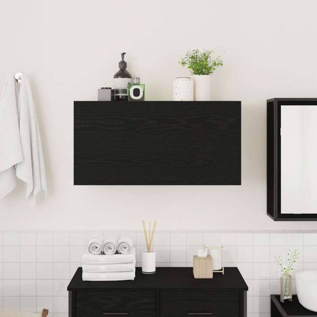 Berkfield Home Decorative Bathroom Wall Cabinet Black 80x25x40 cm Engineered Wood - Size: 80 x 25 x 40 cm - image 1