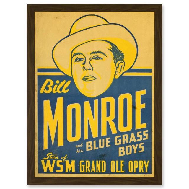Artery8 Music Bill Monroe Blue Grass Boys Grand Ole Opry Artwork Framed Wall Art Print A4 in Brown - image 1