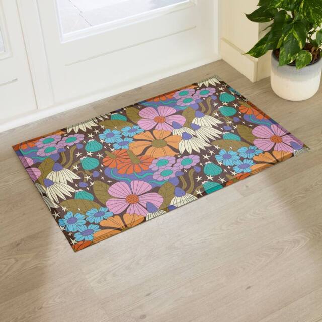 Artsy Mats Elizabeth Olwen Magic Florals Indoor/Outdoor Doormat (90x60cm) in Brown - Size: 60 x 90 cm - image 1