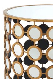 Orsina Reflective Gold Finish Mirror Side Table, Durable Small Lounge Table, Sturdy Small Bedside Table For Bedroom - thumbnail 3