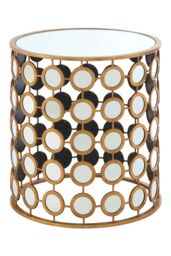 Orsina Reflective Gold Finish Mirror Side Table, Durable Small Lounge Table, Sturdy Small Bedside Table For Bedroom - thumbnail 2