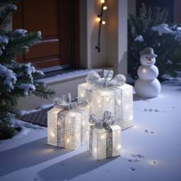 Garden Greatness Set Of 3 LED Wonderland Parcels in White - Size: 1 Pack - thumbnail 2