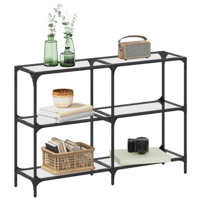 Berkfield Home Modern Console Table with Transparent Glass Top 118.5x30x81 cm Steel - image 1