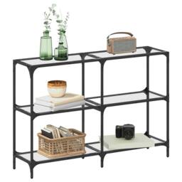 Berkfield Home Modern Console Table with Transparent Glass Top 118.5x30x81 cm Steel - thumbnail 1