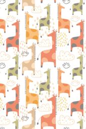 Hoopla Walls Giraffe Friends 10m Matt Wallpaper in Orange - thumbnail 2