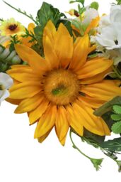Living and Home D40cm Artificial Sunflower Wreath Round Hanging Decoration in Yellow - thumbnail 2