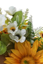 Living and Home D40cm Artificial Sunflower Wreath Round Hanging Decoration in Yellow - thumbnail 3