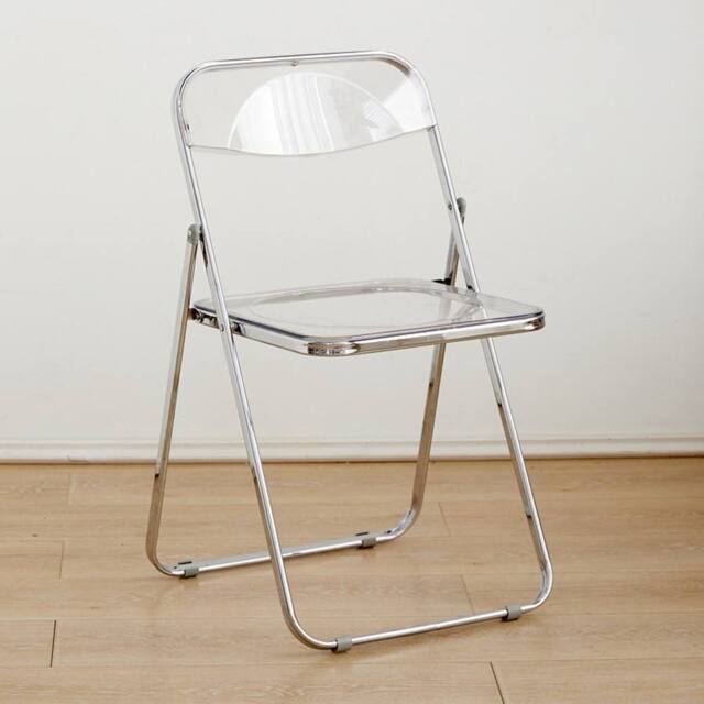 Ventryn Transparent Acrylic Folding Chair No Cushion Stool in White - image 1
