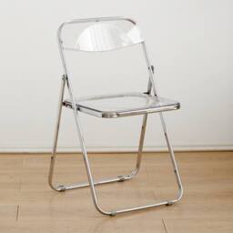 Ventryn Transparent Acrylic Folding Chair No Cushion Stool in White - thumbnail 1