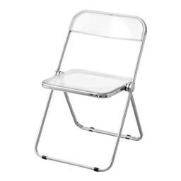 Ventryn Transparent Acrylic Folding Chair No Cushion Stool in White - thumbnail 5