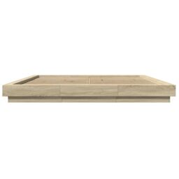 Berkfield Home Bed Frame with LED Lights without Mattress Sonoma Oak 180x200cm in Brown - Size: Super King - thumbnail 5