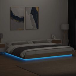 Berkfield Home Bed Frame with LED Lights without Mattress Sonoma Oak 180x200cm in Brown - Size: Super King - thumbnail 4