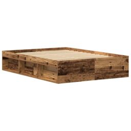 Berkfield Home Bed Frame without Mattress Old Wood 135x190 cm Engineered Wood in Brown - thumbnail 7