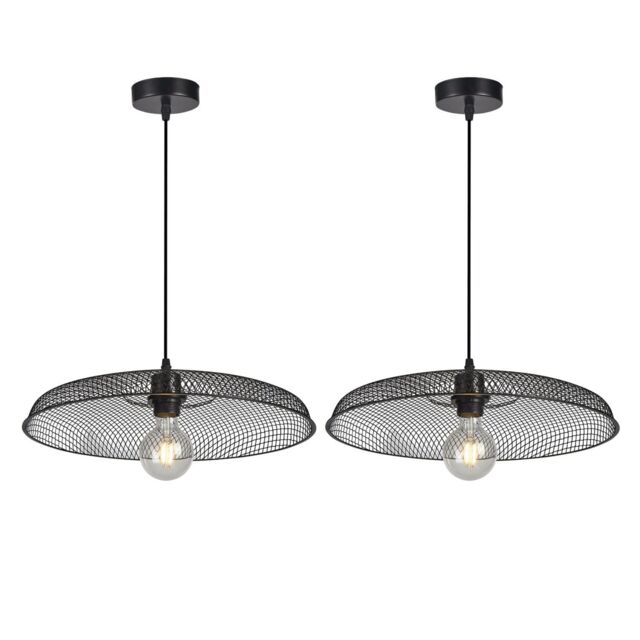 First Choice Lighting Set of 2 Cassidy - Large Black Mesh Ceiling Pendant Lights - image 1