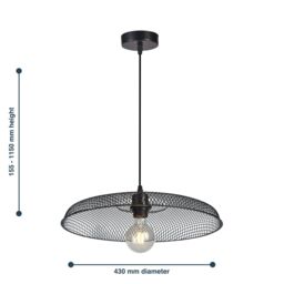 First Choice Lighting Set of 2 Cassidy - Large Black Mesh Ceiling Pendant Lights - thumbnail 6
