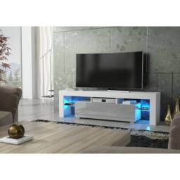 Mex Furniture LTD TV Unit Aria 160cm - White & Grey Gloss Doors & LED Lights - thumbnail 2