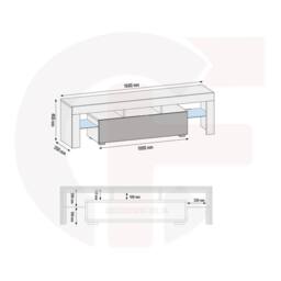 Mex Furniture LTD TV Unit Aria 160cm - White & Grey Gloss Doors & LED Lights - thumbnail 6
