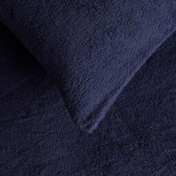 OHS 2 Pack Thermal Teddy Fleece Pillowcase Cover in Dark Navy - Size: Standard Pillow Case - thumbnail 4
