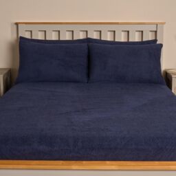 OHS 2 Pack Thermal Teddy Fleece Pillowcase Cover in Dark Navy - Size: Standard Pillow Case - thumbnail 2