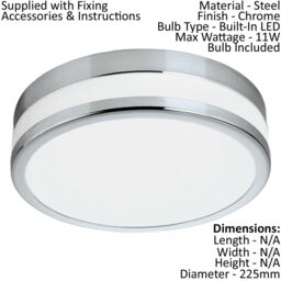 Loops 2 PACK Wall Flush Ceiling Light Chrome White Painted Satin Glass Shade LED 11W - thumbnail 2