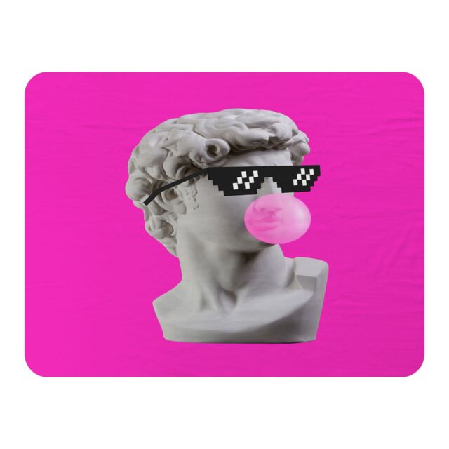 Benjamin Tate Design Plaster statue, David's head in pixel glasses Designer Blanket in Natural - Size: 120 cm x 150 cm - image 1