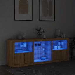 Berkfield Home Sideboard with LED Lights Sonoma Oak 181.5x37x67 cm in Brown - thumbnail 3