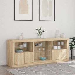 Berkfield Home Sideboard with LED Lights Sonoma Oak 181.5x37x67 cm in Brown - thumbnail 4