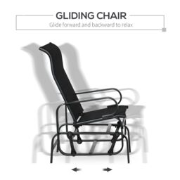 OUTSUNNY 3 Pcs Rocking Chair Gliding Chair Set w/ Table for Patio Garden in Black - thumbnail 4