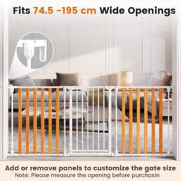 CASART 195CM Extra Wide Baby Gate 3-Panel Metal Pet Gate w/ Dual-Lock System - thumbnail 8