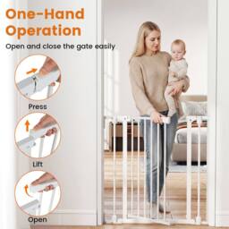 CASART 195CM Extra Wide Baby Gate 3-Panel Metal Pet Gate w/ Dual-Lock System - thumbnail 5